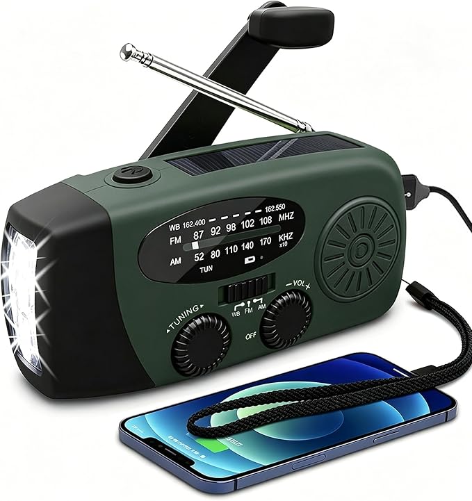 Radio Solar de Emergencia con Manivela Portátil