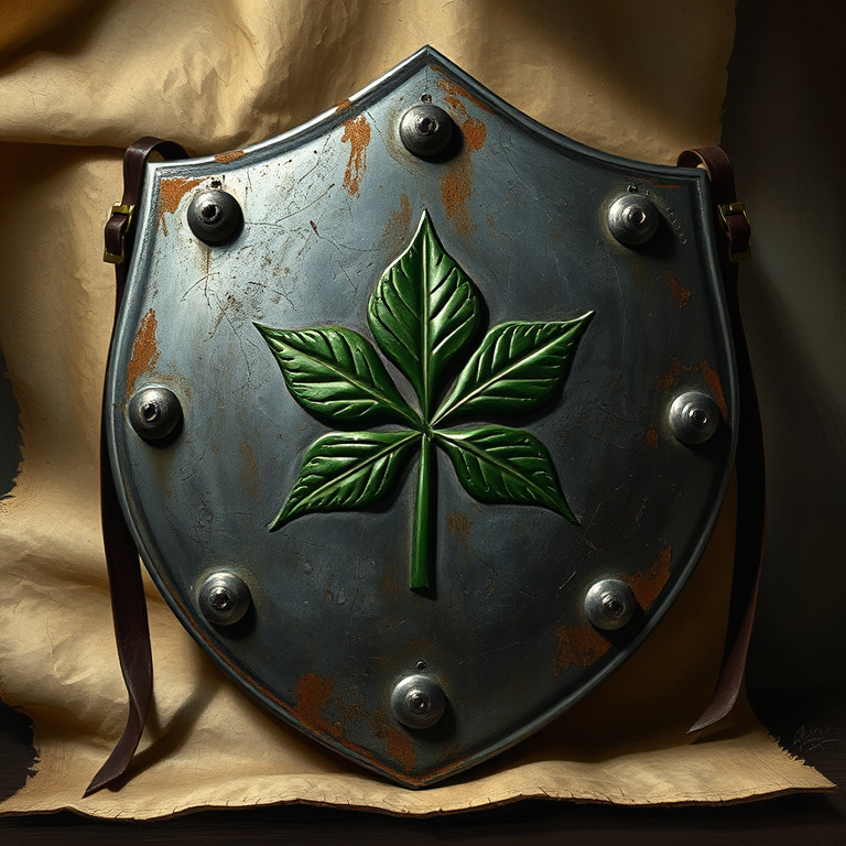 Bodegón de Escudo con emblema de menta