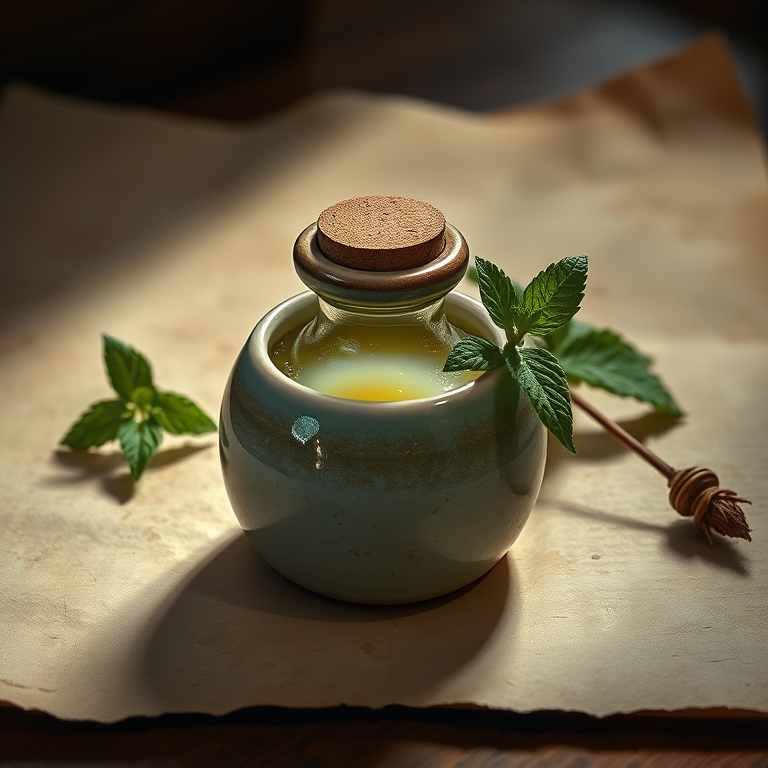 Bodegón de Frasco de ungüento de menta