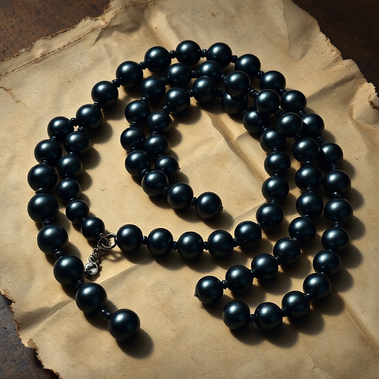 Bodegón de Collar de perlas negras