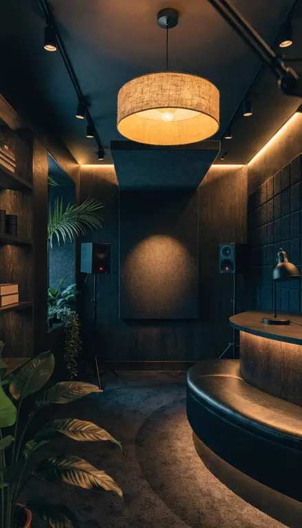 Fondo para croma Salón de podcast oscuro