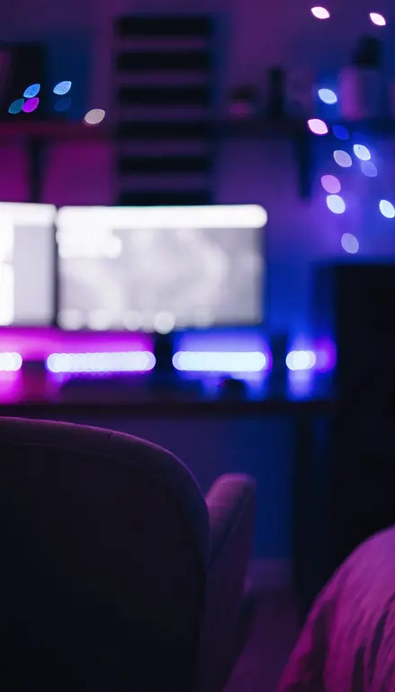 Fondo para croma Sala gamer neón RGB