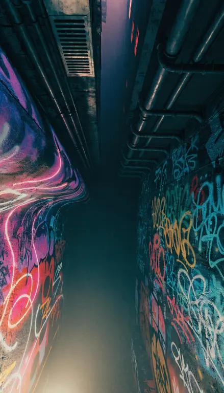 Fondo para croma Muro grafiti neón