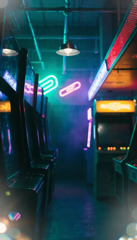 Fondo para croma Salón arcade neón