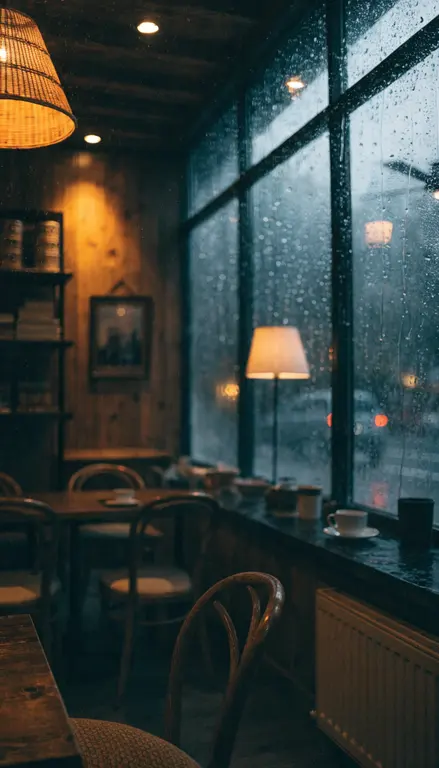 Fondo para croma Cafetería lluviosa