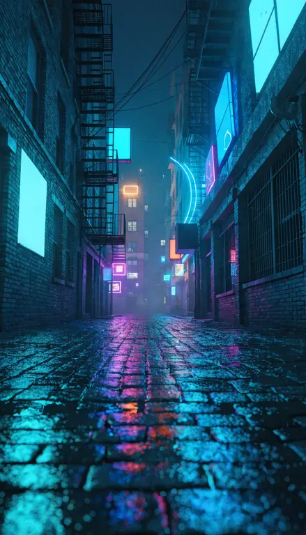 Fondo para croma Callejón lluvioso neón