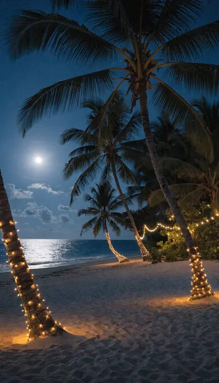 Fondo para croma Playa tropical noche