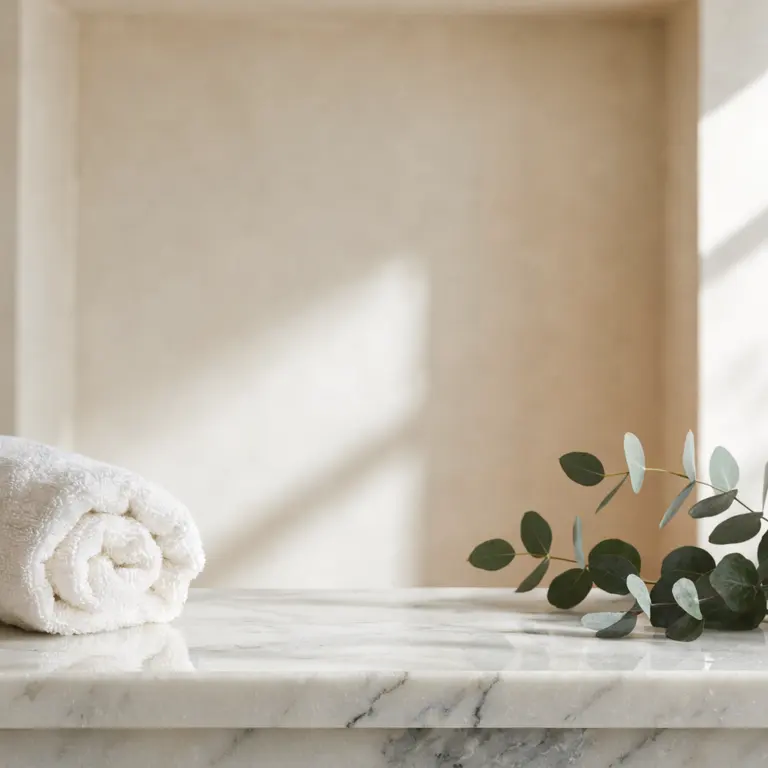 Fondo mockup Spa mármol y eucalipto