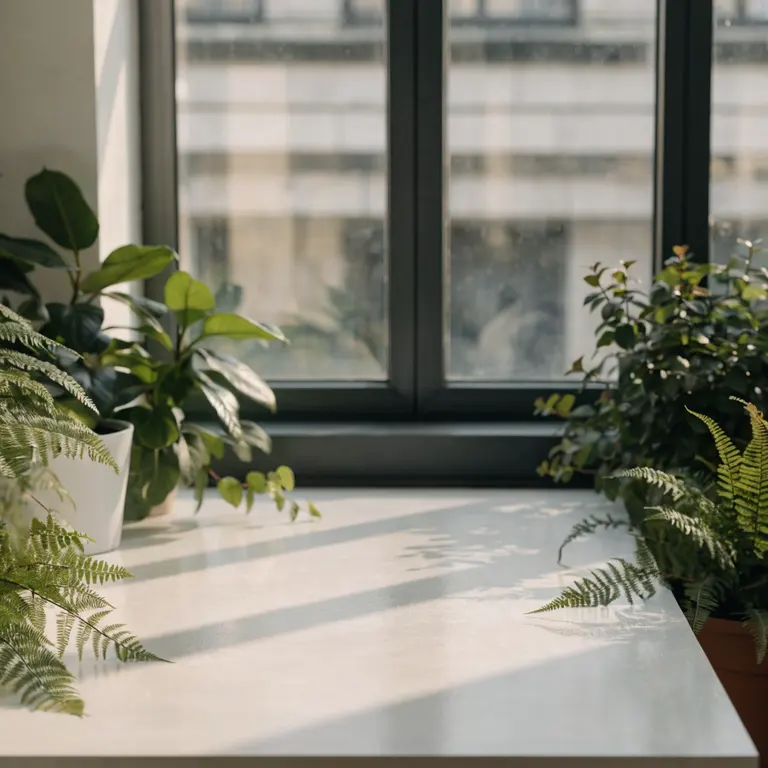 Fondo mockup Alféizar con plantas