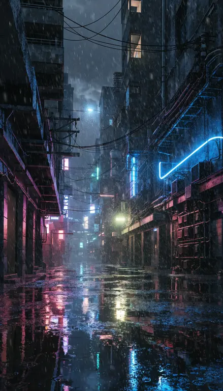 Wallpaper Calle lluvia neón · 1