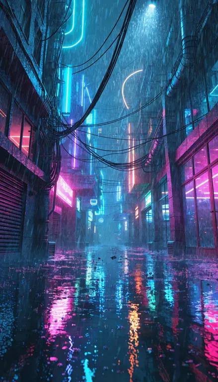 Calle lluvia neón · 2