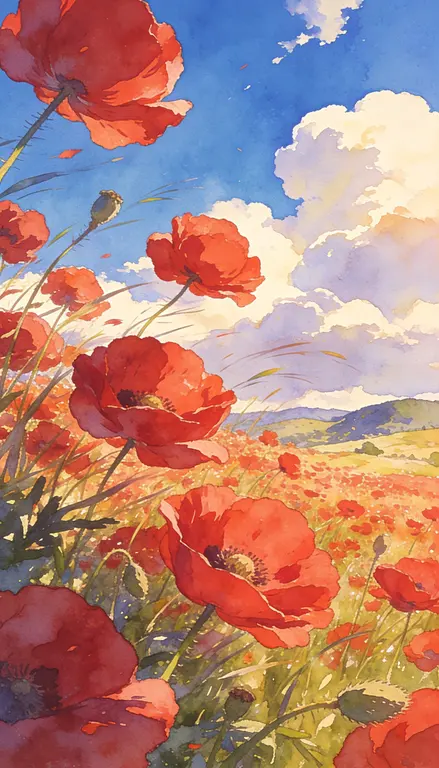 Wallpaper Campo de amapolas · 1
