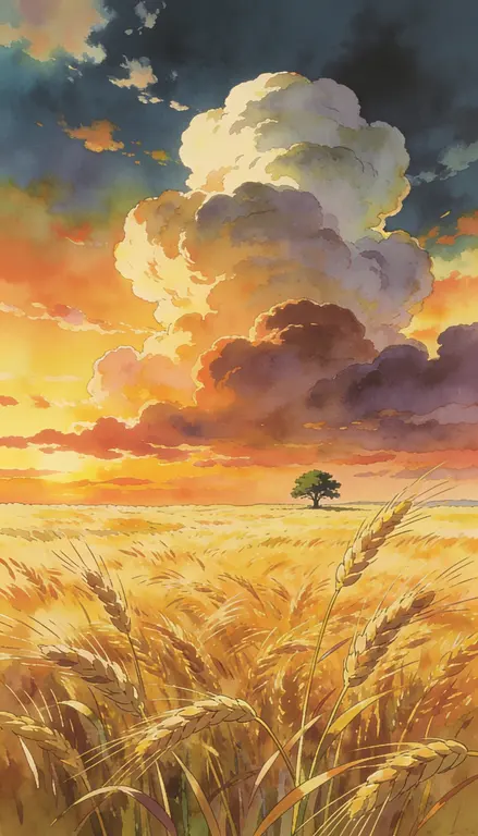 Campo de trigo al atardecer · 1