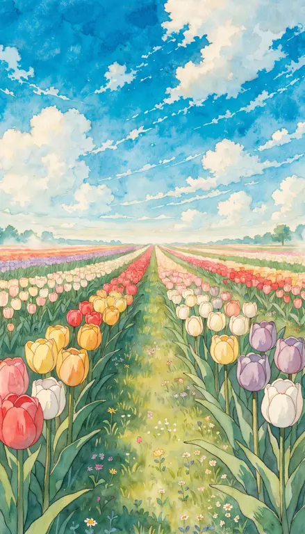 Wallpaper Campo de tulipanes · 2