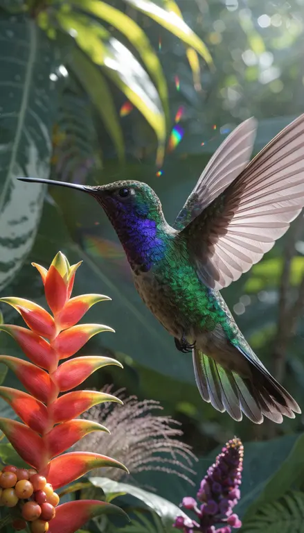 Wallpaper Colibrí y flores · 2