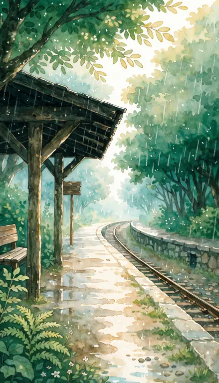 Estación bajo la lluvia · 2