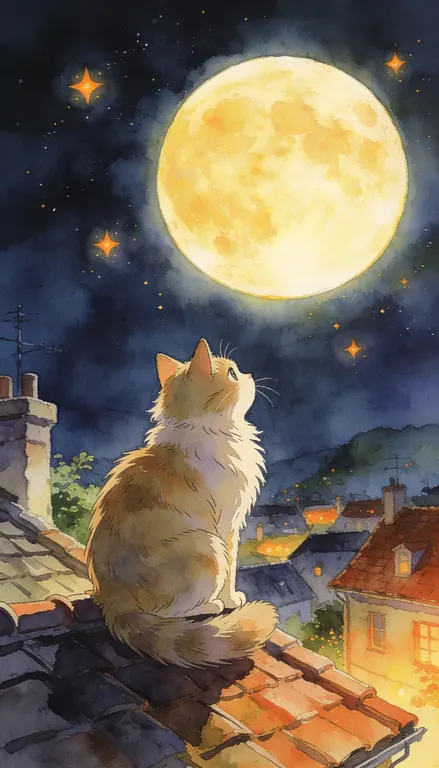 Wallpaper Gato en el tejado · 2
