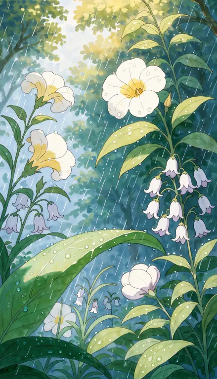 Wallpaper Jardín bajo la lluvia · 1