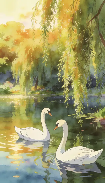 Wallpaper Lago con cisnes · 2