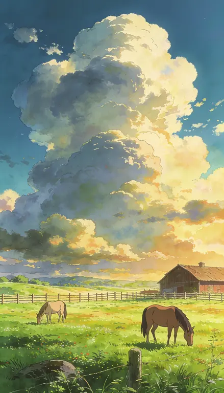 Wallpaper Pradera con caballos · 1