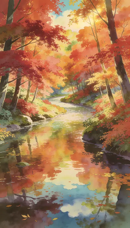 Wallpaper Río en otoño · 1
