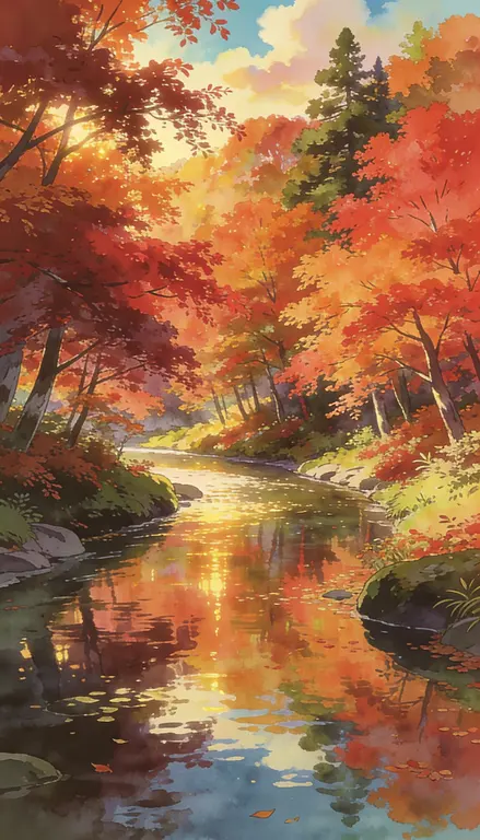 Wallpaper Río en otoño · 2