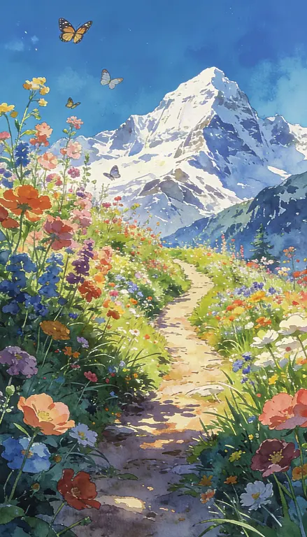 Wallpaper Sendero de flores silvestres · 2