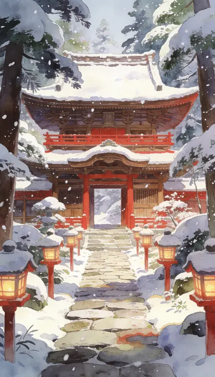 Wallpaper Templo bajo la nieve · 1