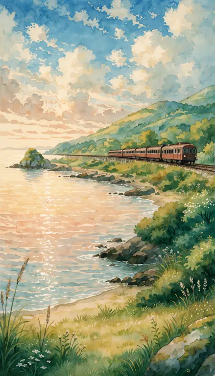 Wallpaper Tren junto al mar · 2