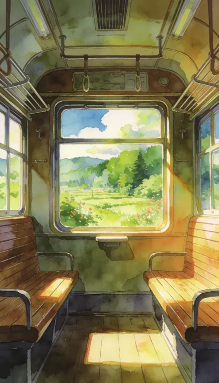 Wallpaper Interior de tren con vistas · 2