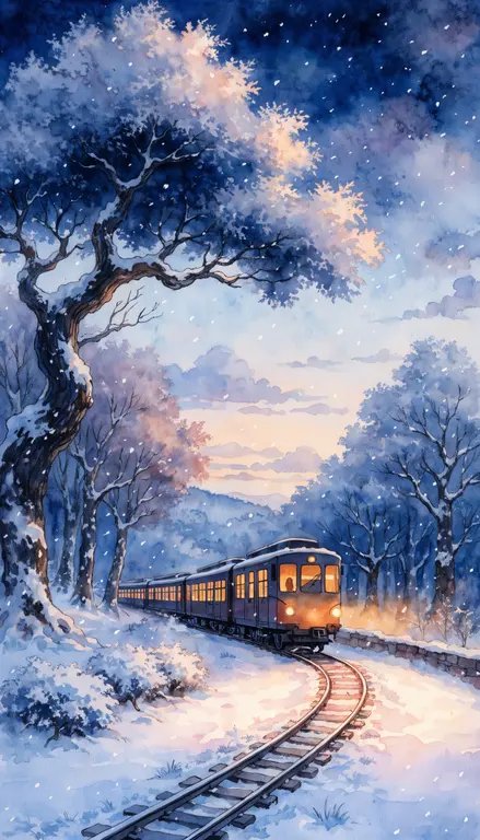 Wallpaper Tren en la nieve · 1