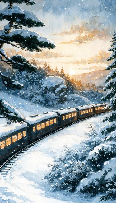 Wallpaper Tren en la nieve · 2