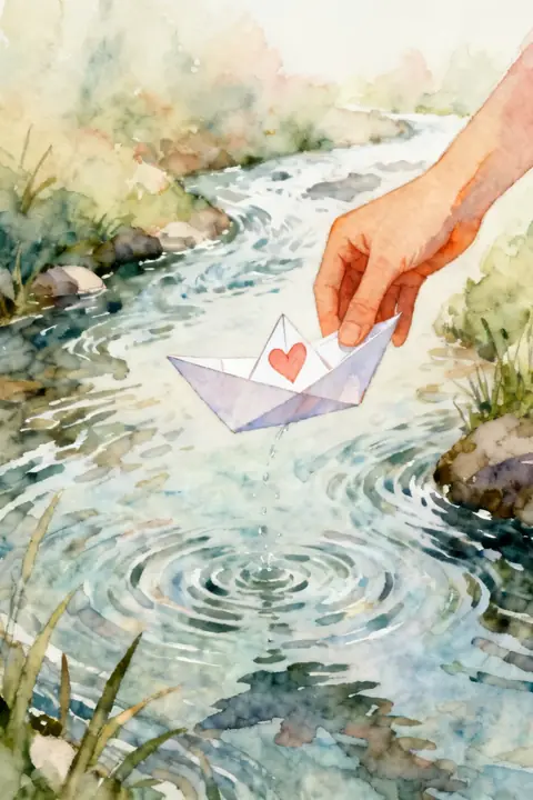 Ilustración gouache-of-a-hand-releasi para agradecimiento