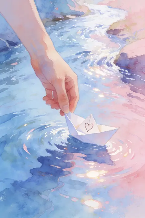 Ilustración gouache-of-a-hand-releasi para agradecimiento