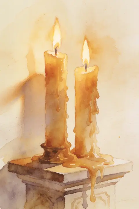 Ilustración watercolor-of-two-candles para agradecimiento