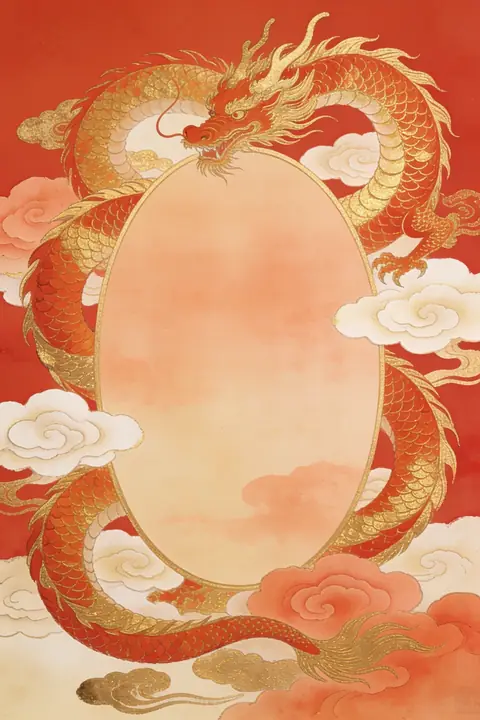 Ilustración chinese-inkandgold-painti para save-the-date