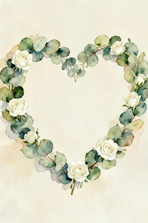 Ilustración gouache-of-a-heartshaped- para save-the-date