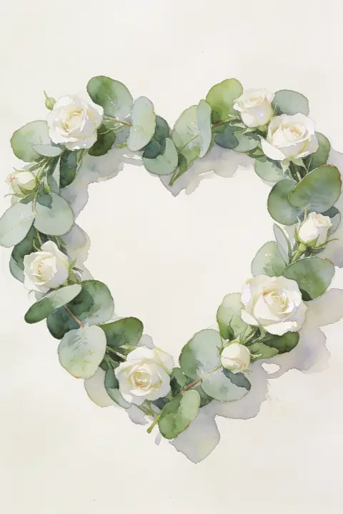 Ilustración gouache-of-a-heartshaped- para save-the-date