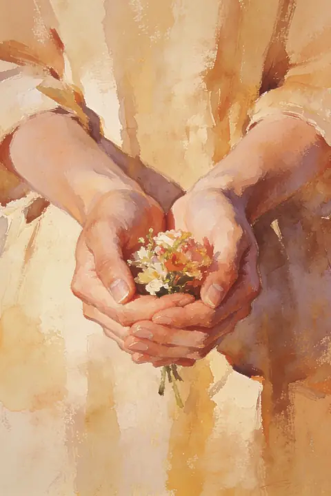 Ilustración gouache-of-clasped-hands- para save-the-date