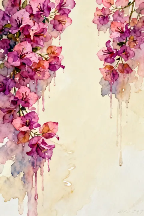 Ilustración gouache-of-vertical-dripp para save-the-date