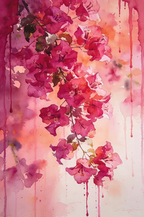 Ilustración gouache-of-vertical-dripp para save-the-date