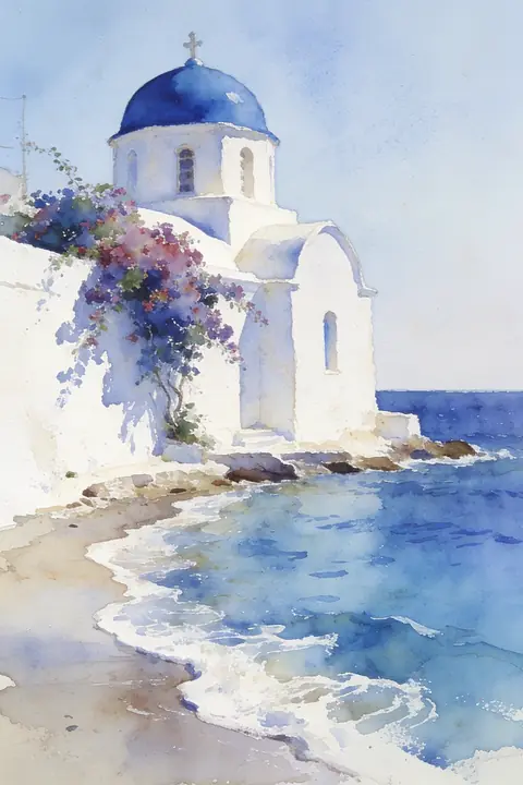 Ilustración loose-watercolor-of-a-med para save-the-date