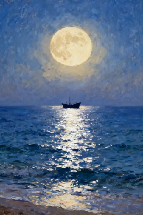 Ilustración painterly-full-moon-risin para save-the-date