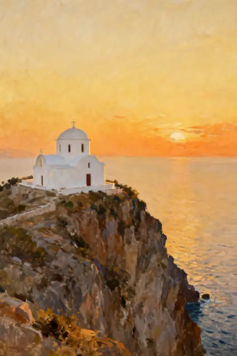 Ilustración painterly-view-of-a-greek para save-the-date