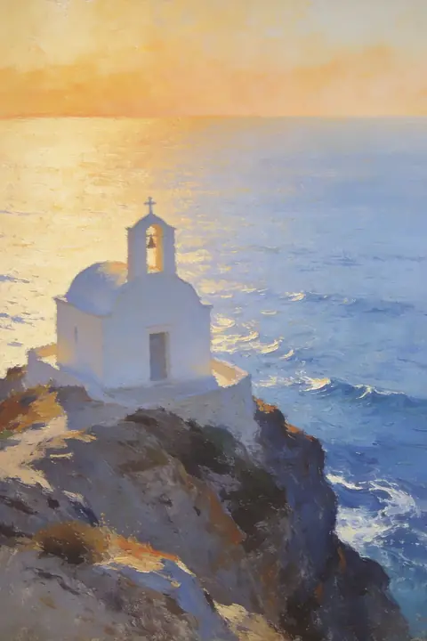 Ilustración painterly-view-of-a-greek para save-the-date