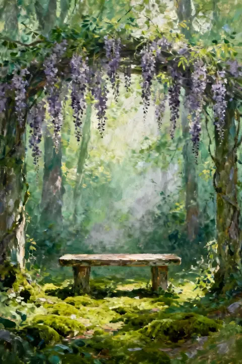 Ilustración painterly-view-of-a-woodl para save-the-date