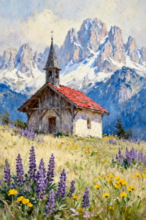 Ilustración painterly-view-of-an-alpi para save-the-date