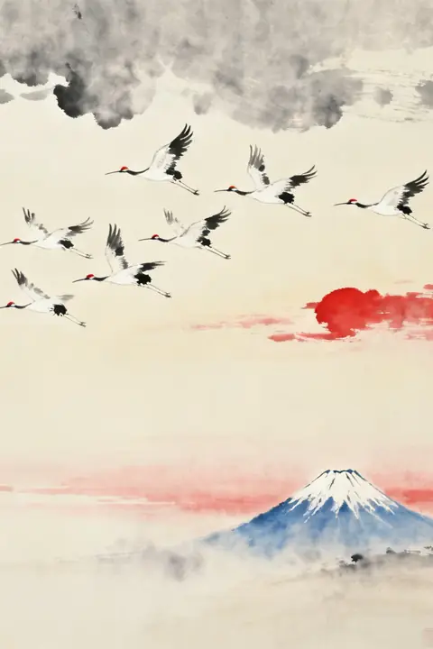 Ilustración sumie-japanese-inkwash-pa para save-the-date