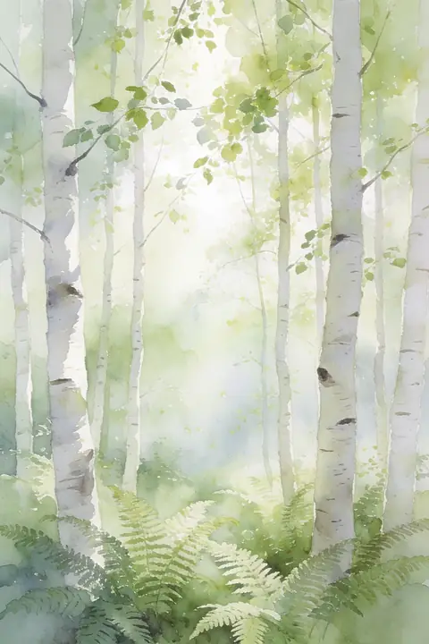 Ilustración watercolor-of-a-birch-for para save-the-date