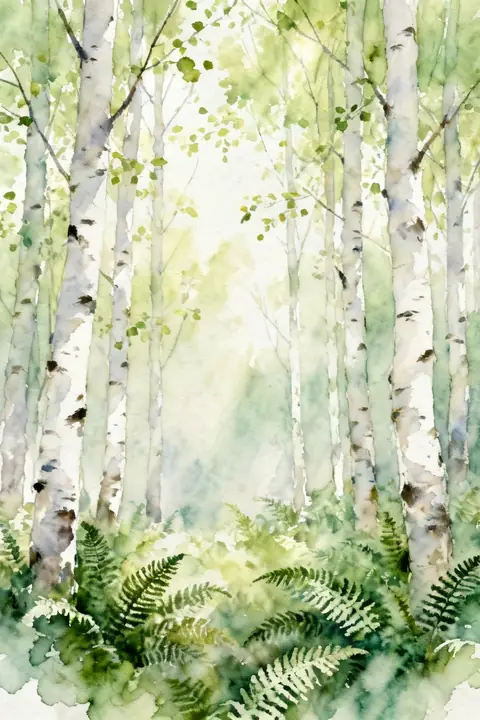 Ilustración watercolor-of-a-birch-for para save-the-date